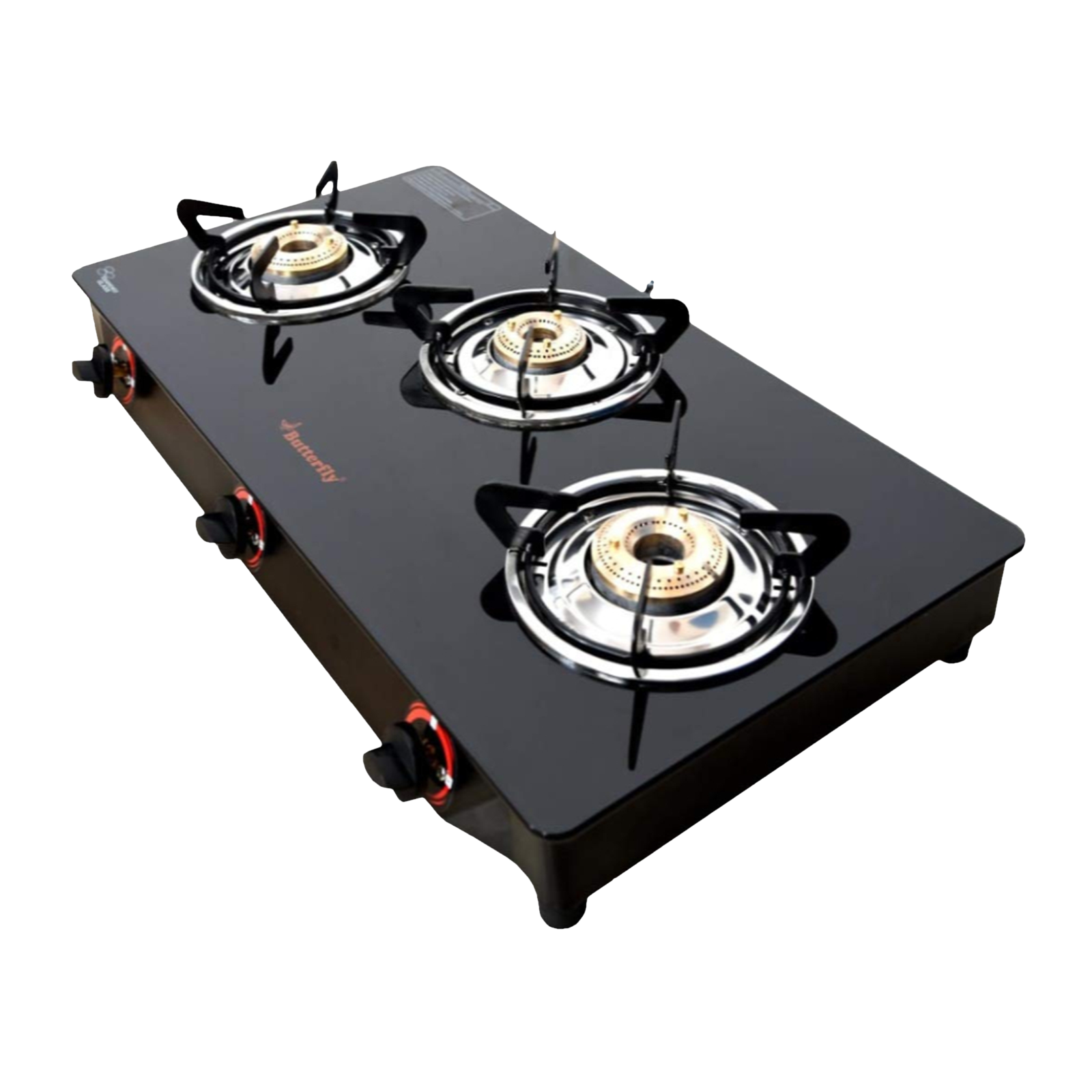 Buy Butterfly Wave 3 Burner Toughened Glass Gas Stove (Rust Free Pan